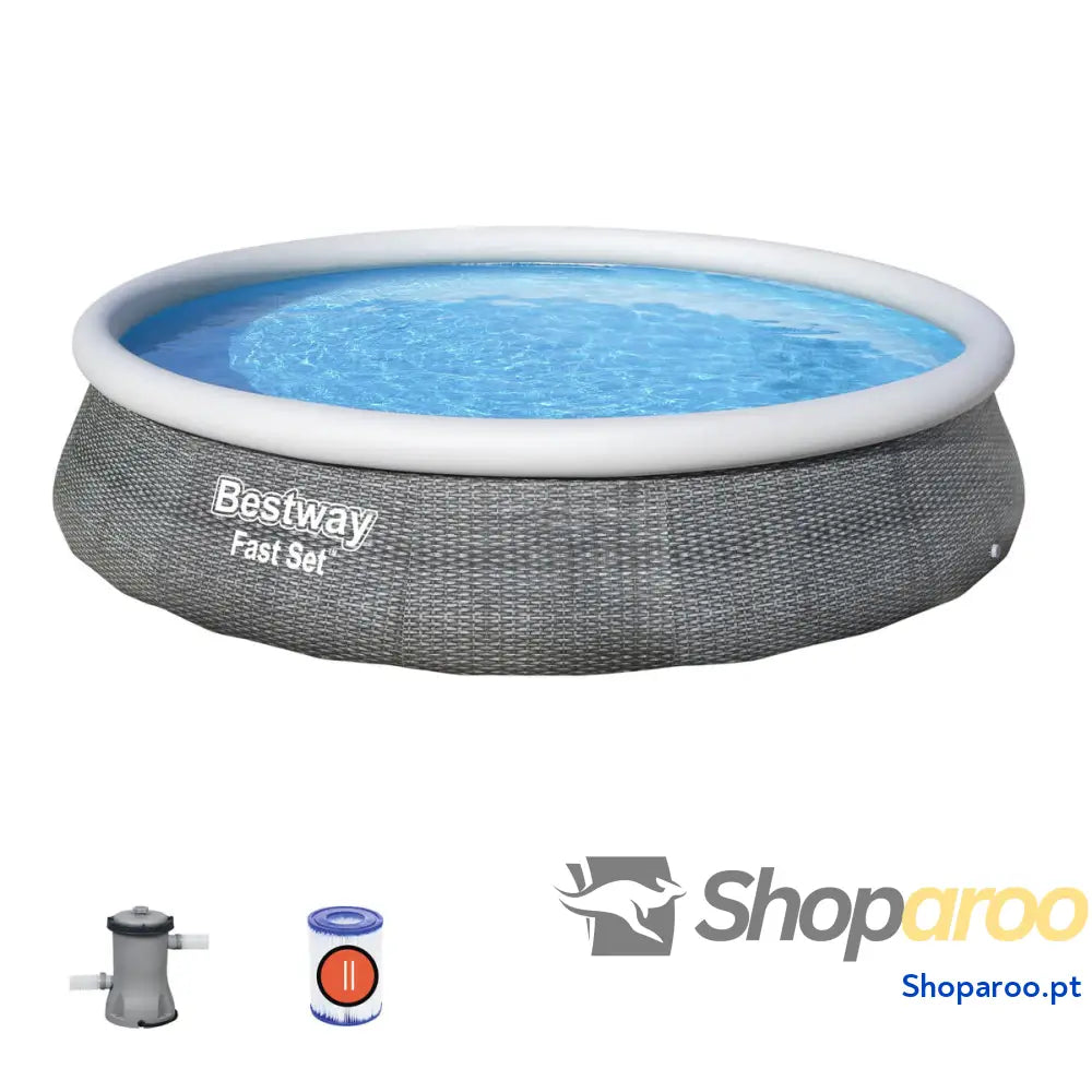 Bestway Piscina Inflável Adulto Aro Ratan com Depurador 396x84 cm Jardim 57376