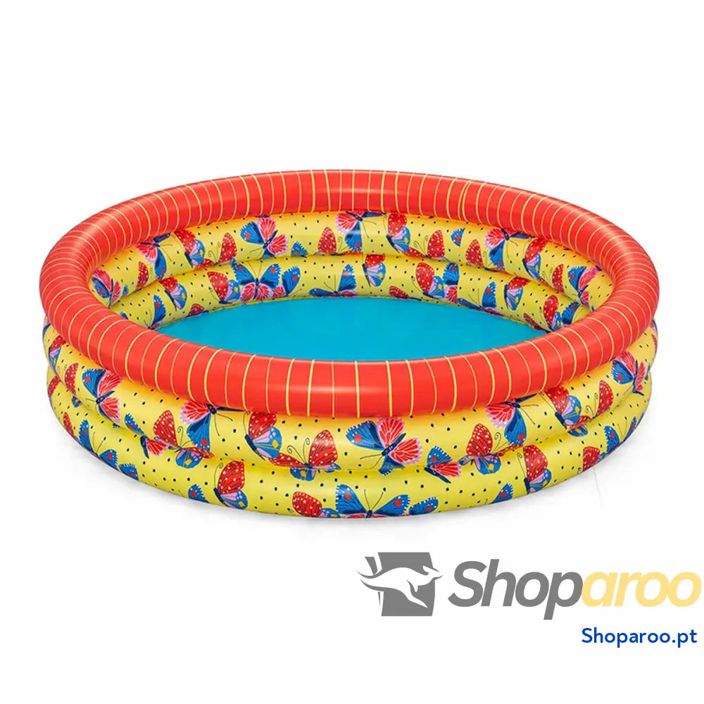 Bestway Piscina Inflável Infantil 3 Anéis Borboletas 168x38 cm +2 Anos Jardim 51202