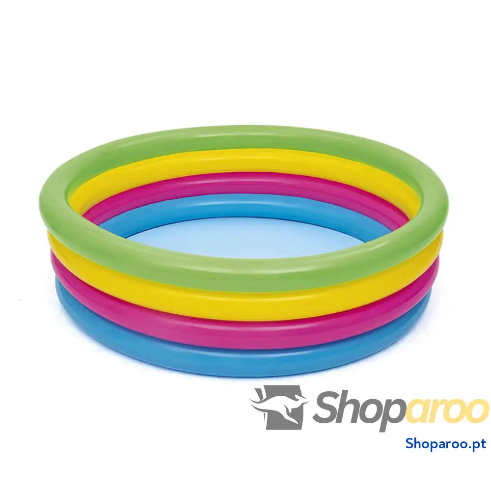 Bestway Piscina Inflável Infantil 4 Argolas Arco-íris 157x46 cm +3 Anos Jardim 51117