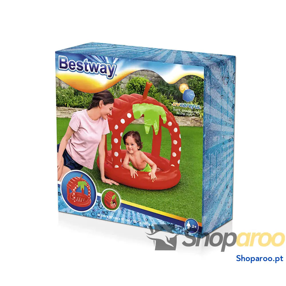 Bestway Piscina Inflável Infantil com Teto Solo Acolchoado 91x91x91 cm + 2 Anos Jardim 52387