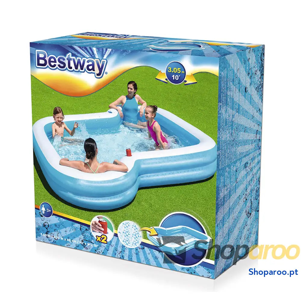Bestway Piscina Insuflável 2 Câmaras Family 305x274x46 cm + 3 anos Jardim 54321