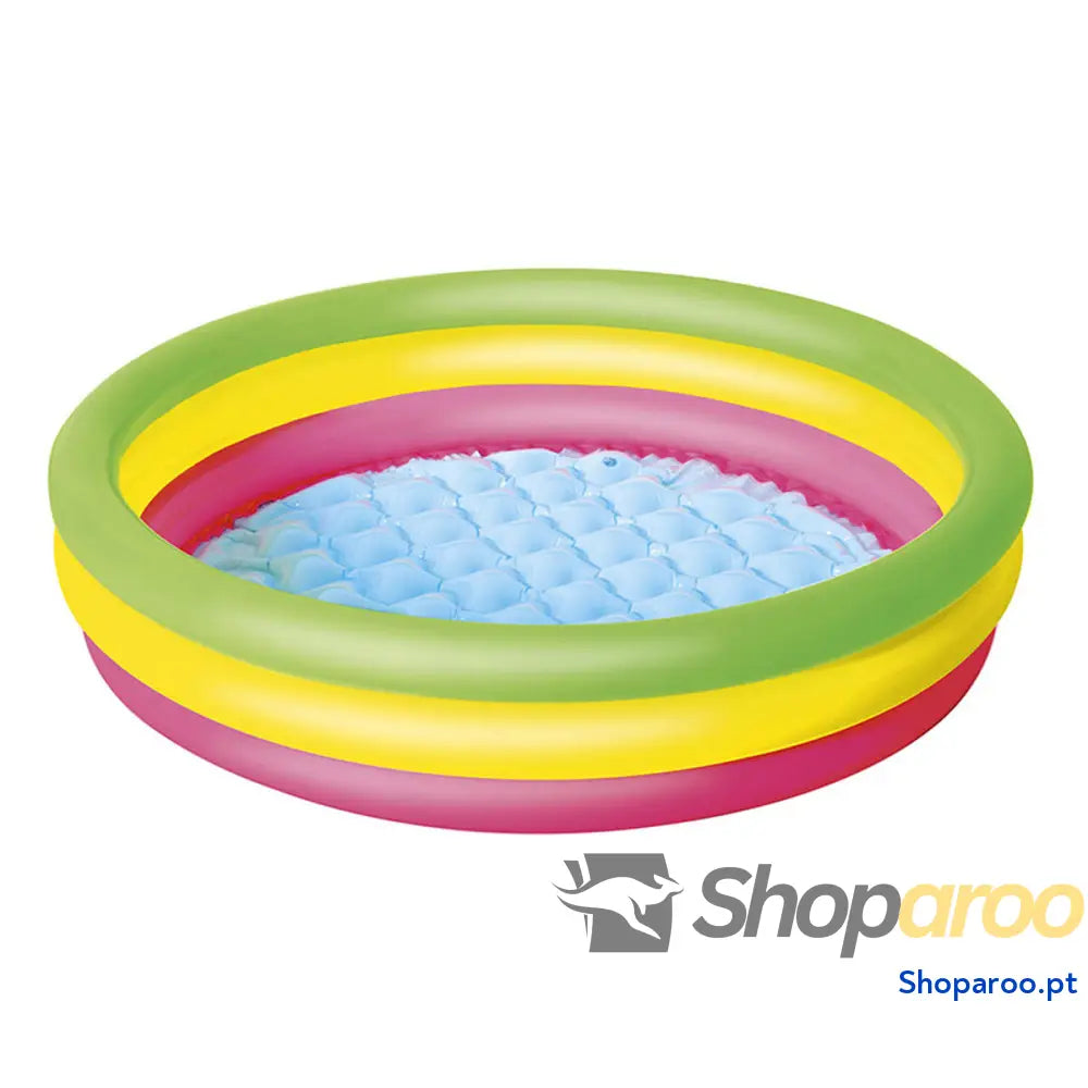 Bestway Piscina Insuflável Infantil 3 Anéis Chão Acolchoado 102x25 cm + 2 Anos Jardim 51104