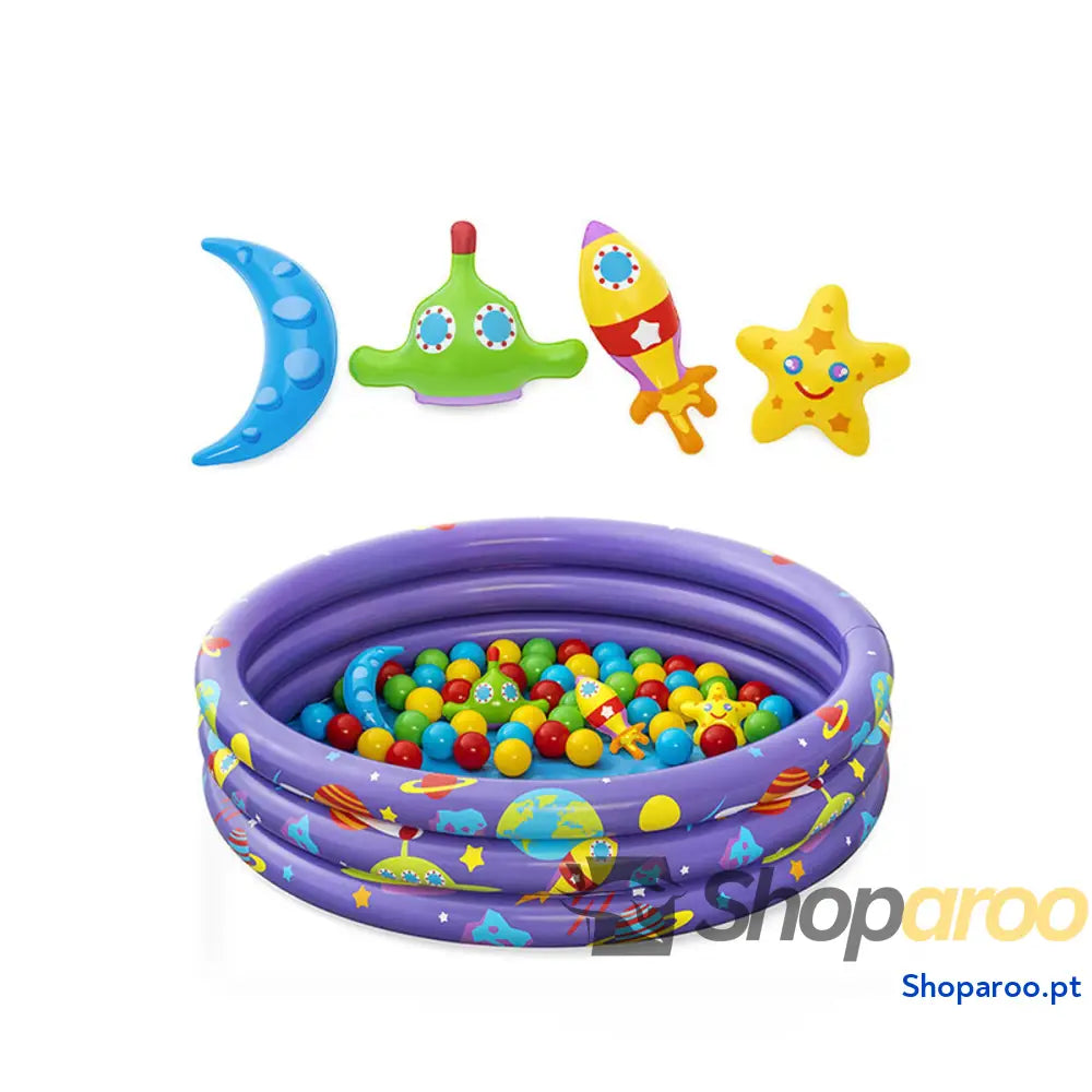 Bestway Piscina Insuflável Infantil 3 Argolas com Bolas 102x25 cm + 2 Anos Interior e Jardim 52466