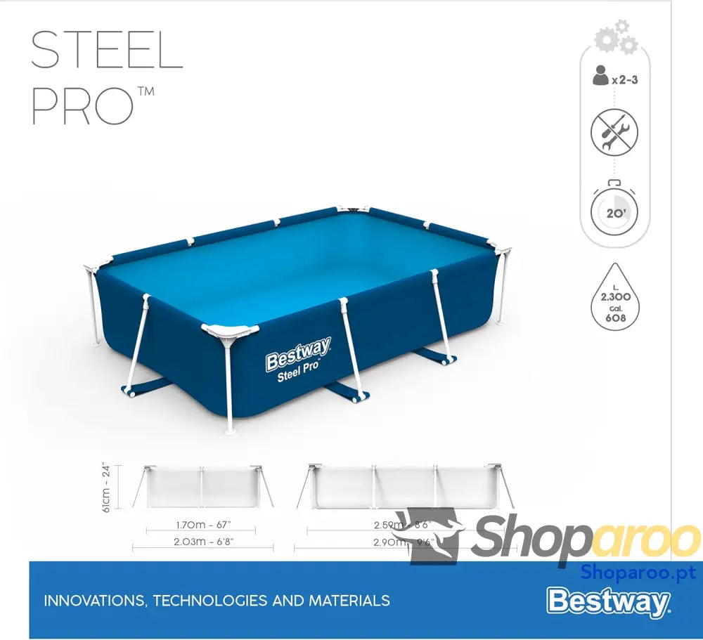 BESTWAY Piscina removível tubular infantil Steel Pro 259 x 170 61 cm azul