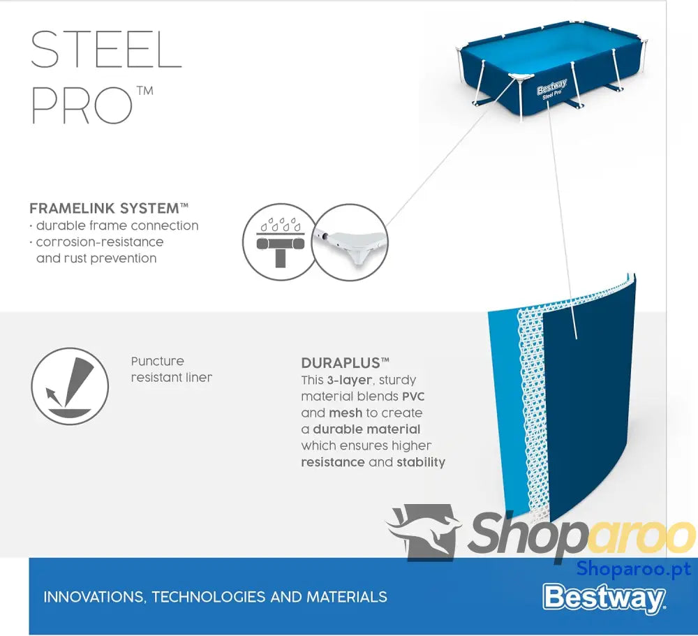 BESTWAY Piscina removível tubular infantil Steel Pro 259 x 170 61 cm azul