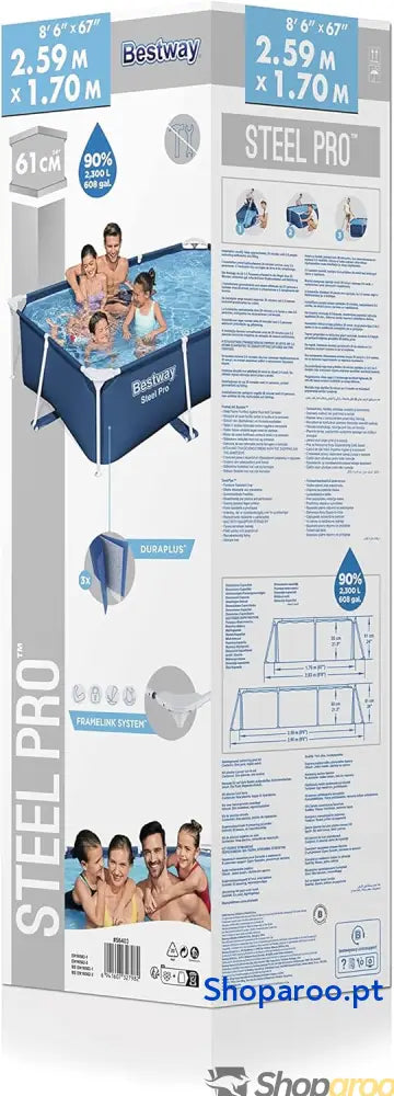 BESTWAY Piscina removível tubular infantil Steel Pro 259 x 170 61 cm azul