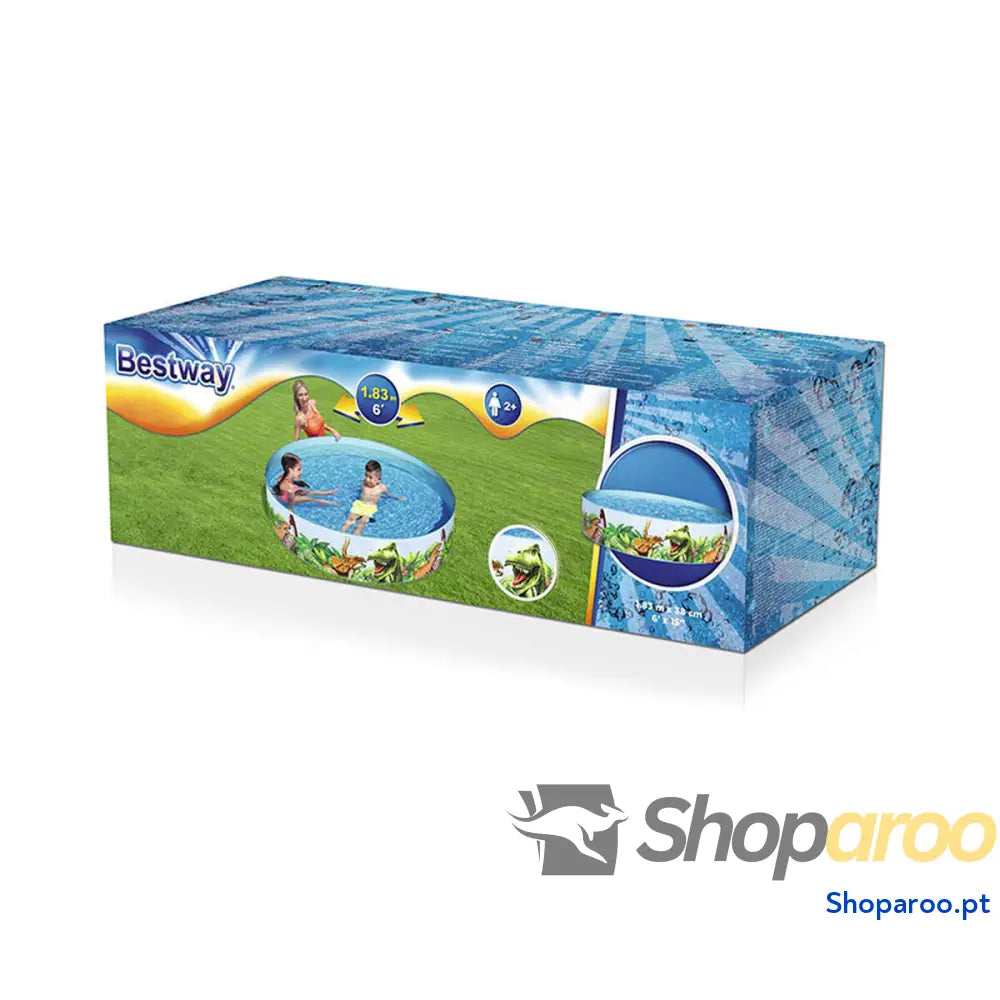 Bestway Piscina Rigida Infantil PVC Dinossauros 183x38 cm + 2 Anos Jardim 55022