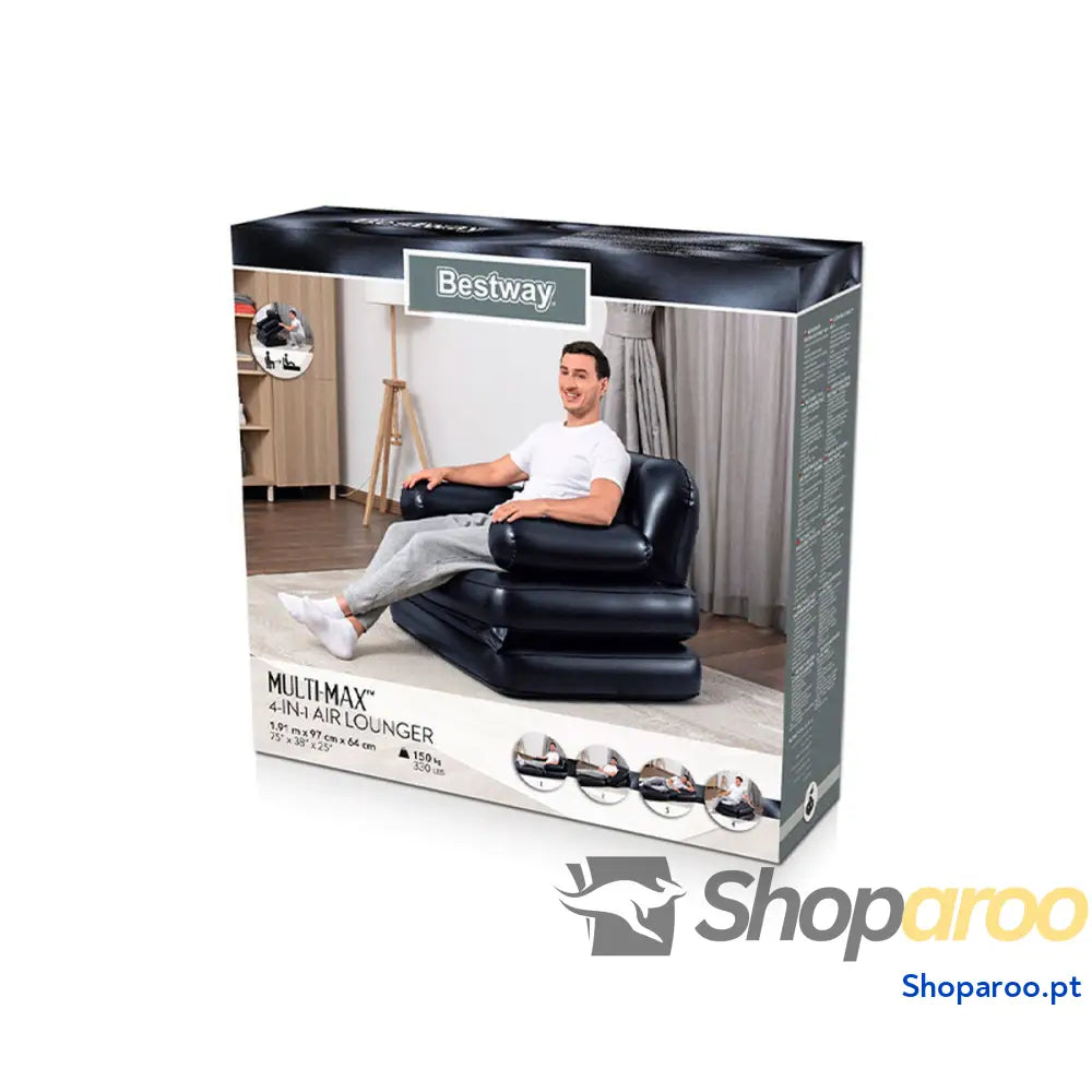 Bestway Poltrona Inflável 4 Posições Preto 191x38x25 cm Interior 75114