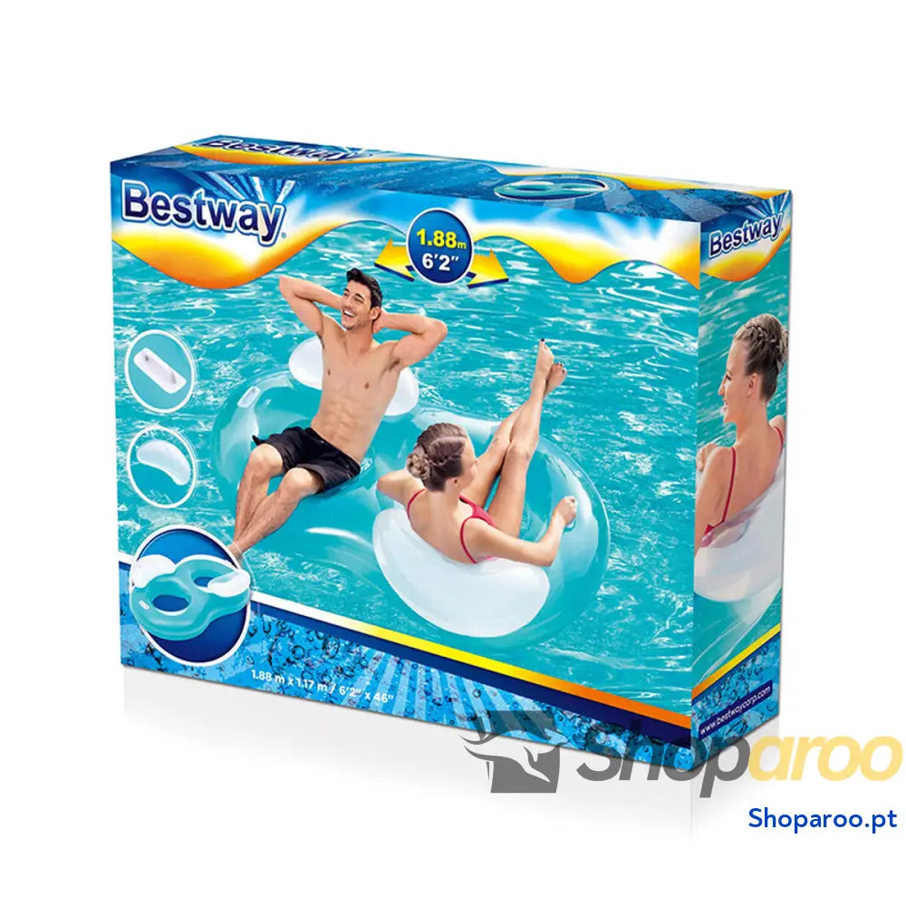 Bestway Roda Dupla Inflável com Almofada 188x117 cm Praia e Piscina 43009