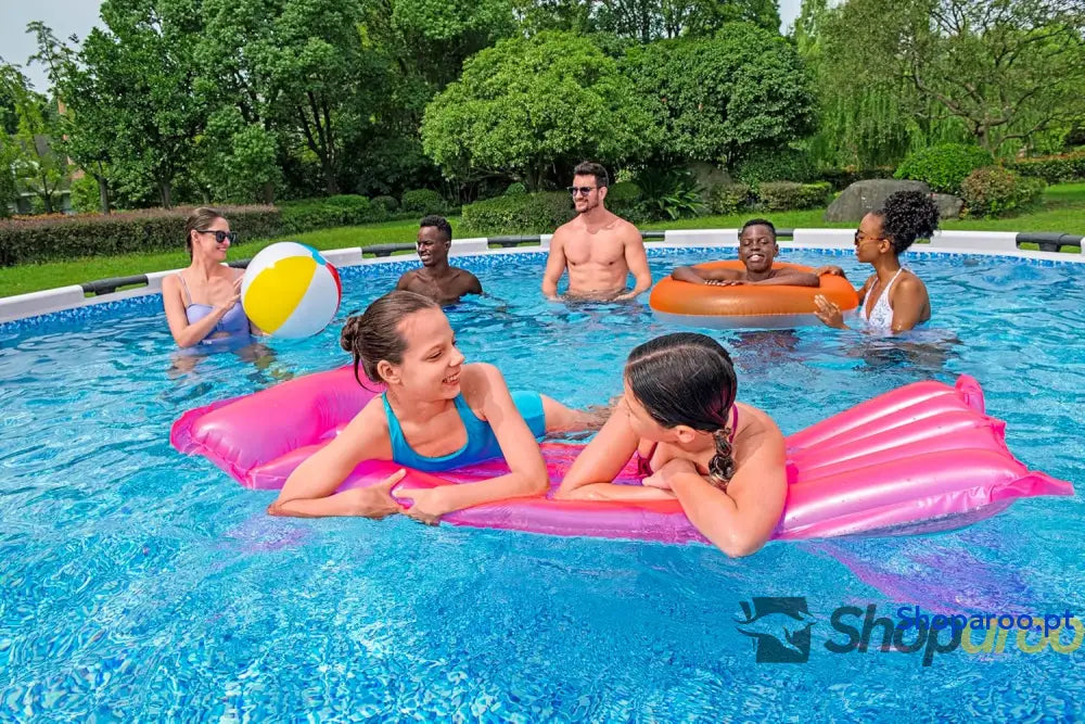 Bestway Steel Pro MAX Frame Piscina Completa com Bomba de Filtro (diâmetro 366 x 122 cm) Cor Cinza Claro