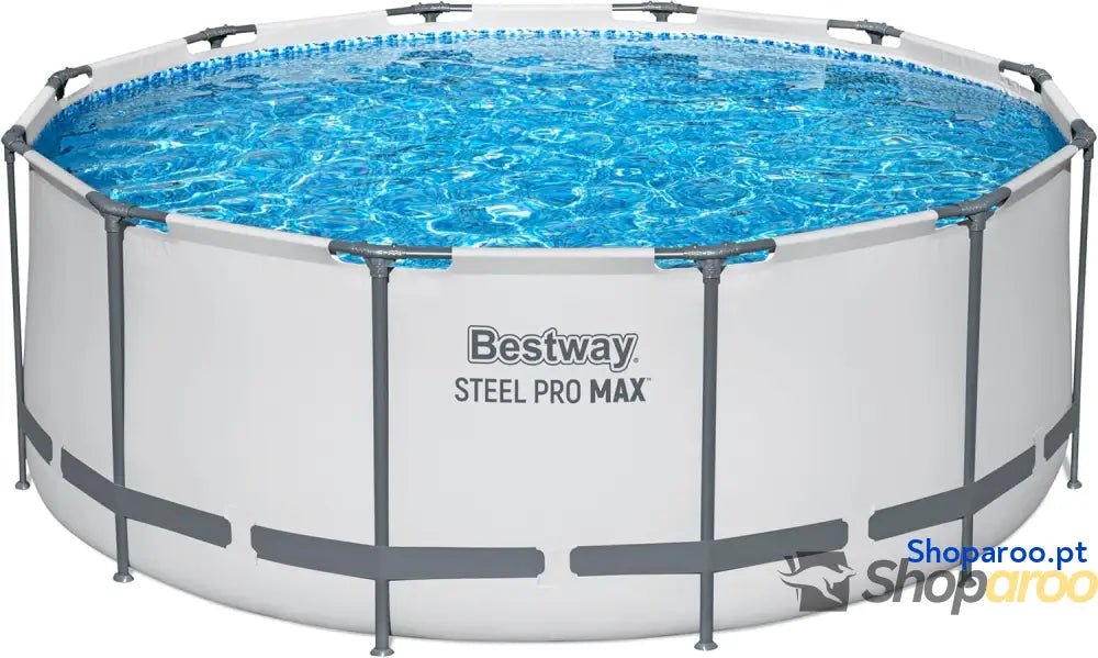 Bestway Steel Pro MAX Frame Piscina Completa com Bomba de Filtro (diâmetro 366 x 122 cm) Cor Cinza Claro