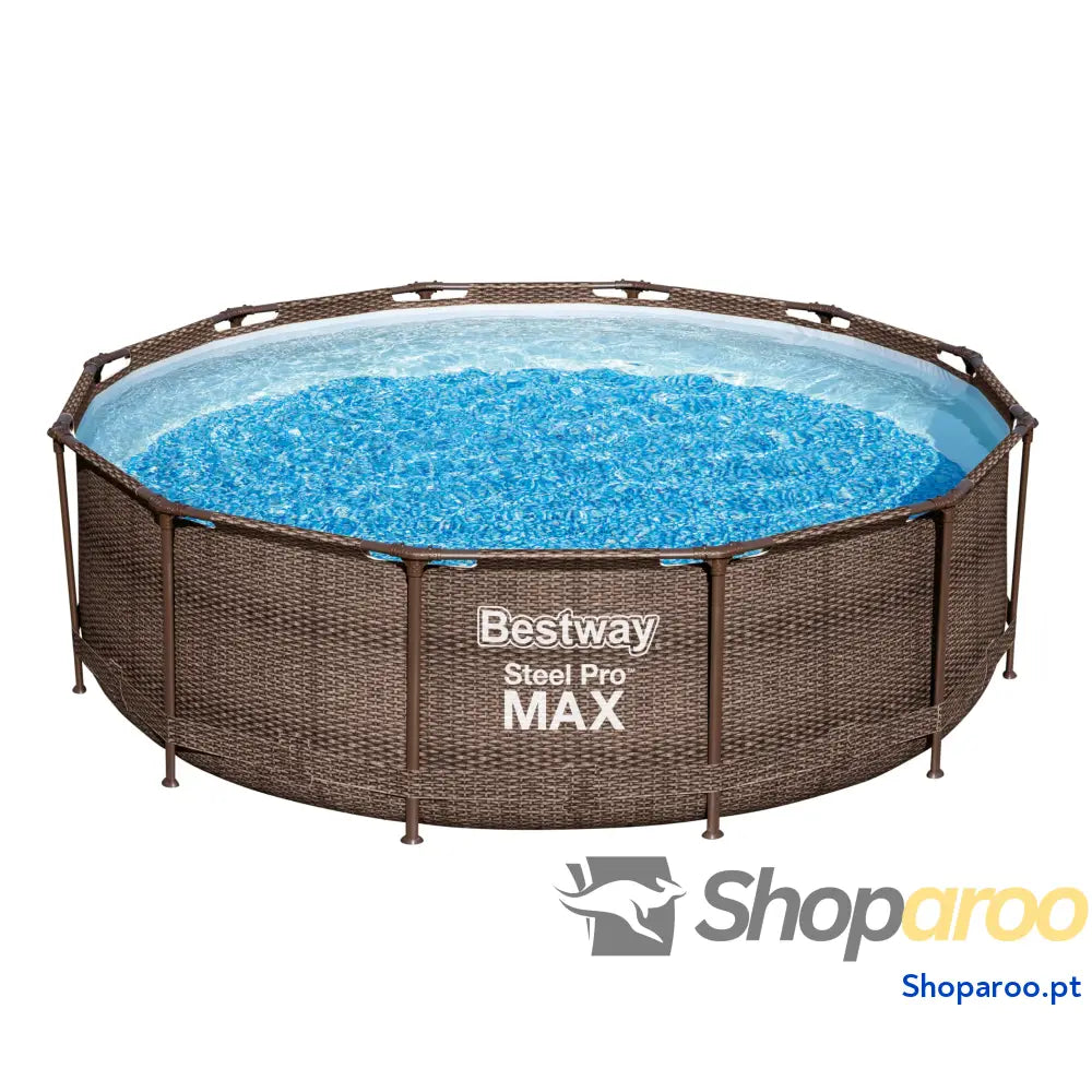 Bestway Steel Pro MAX Frame Piscina Completa com Bomba de Filtro (diâmetro 366 x 122 cm) Cor Cinza Claro
