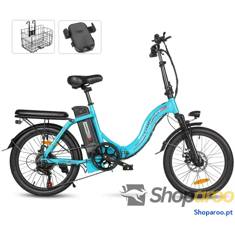 Bicicleta elétrica dobrável CY20 com motor 350W e bateria removível