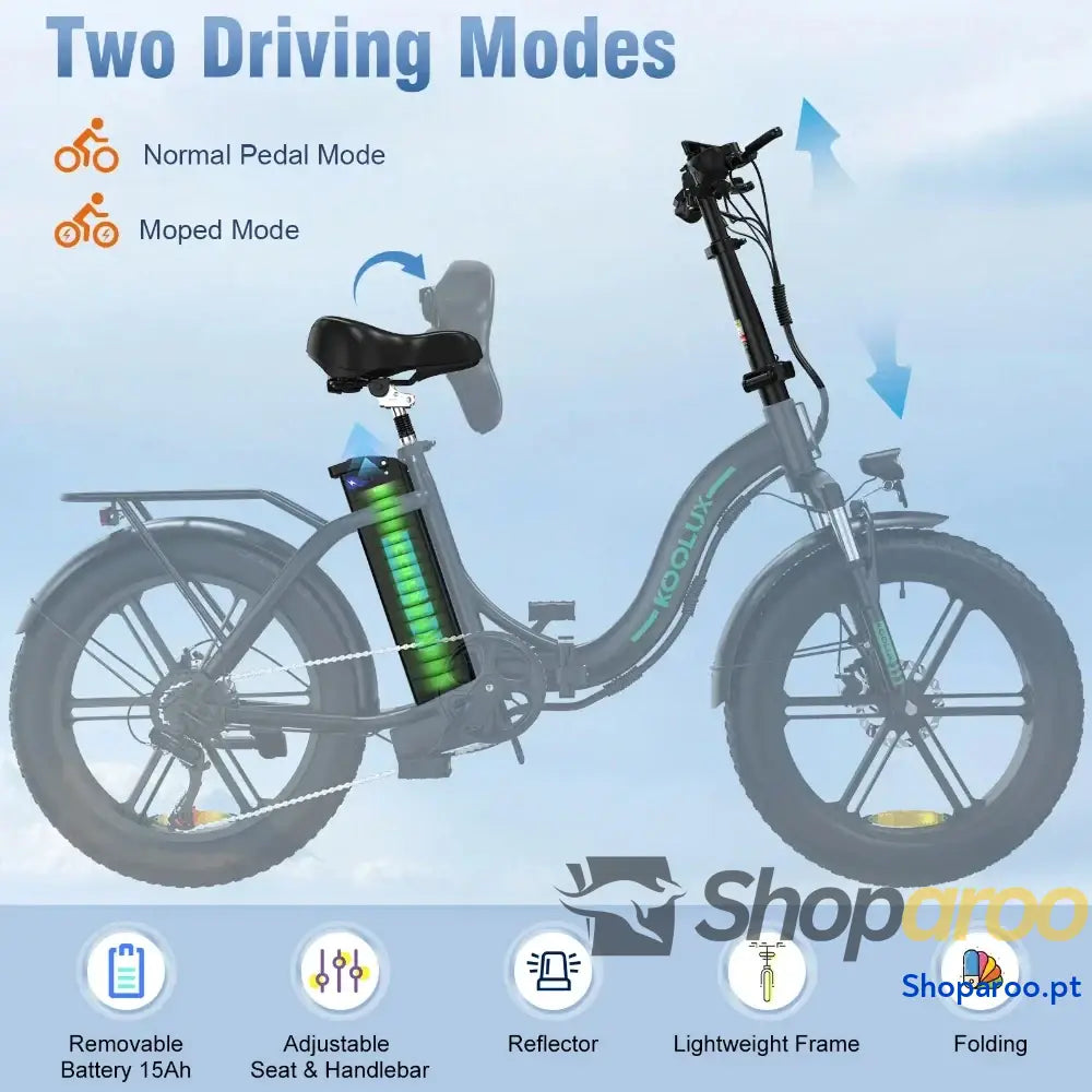 Bicicleta elétrica dobrável KOOLUX BK6S com pneus largos 750W 20x4.0