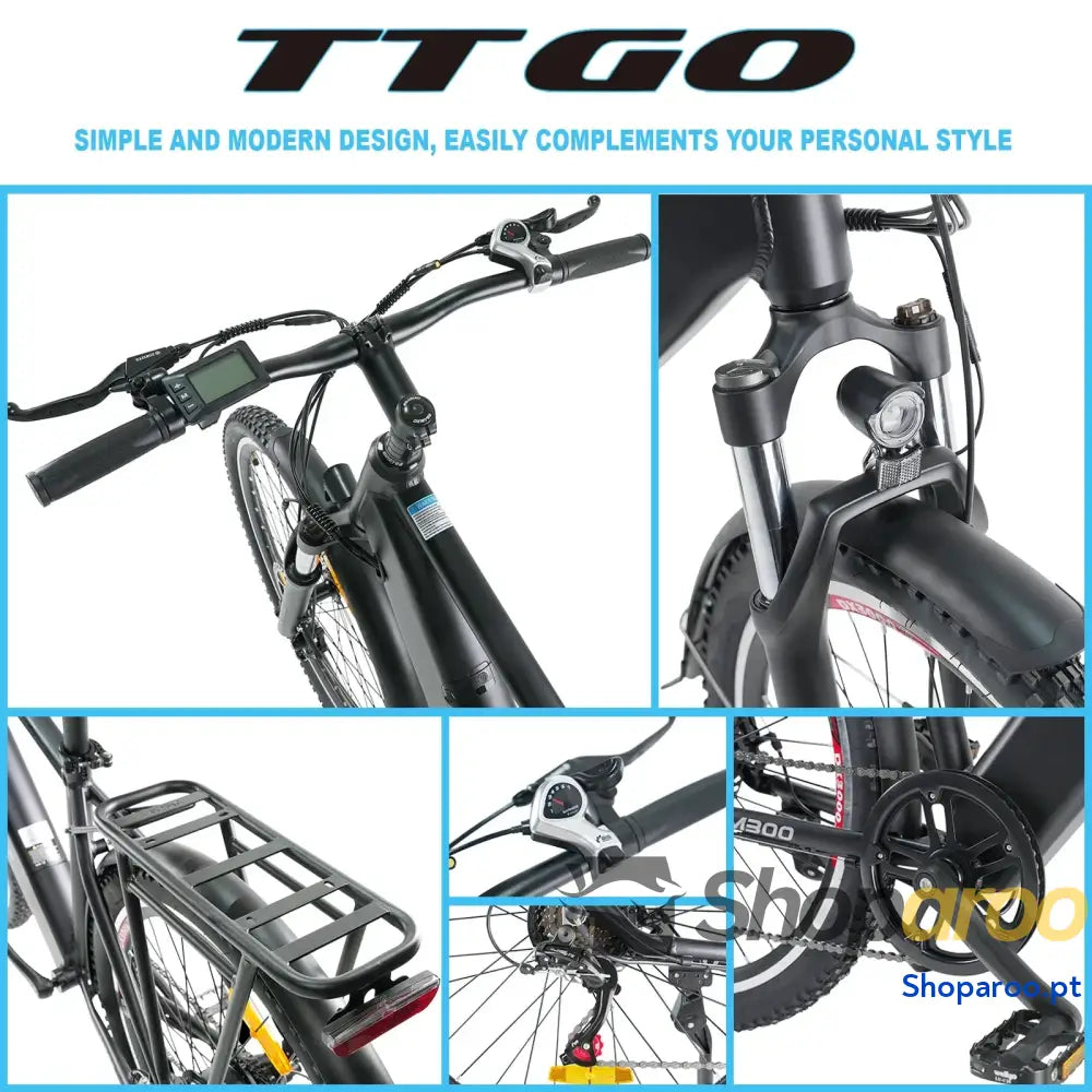 Bicicleta Elétrica TTGO M300 Montanha 27,5 Polegadas Bateria 36V 20AH