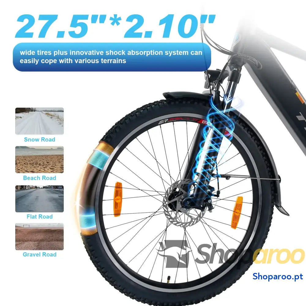 Bicicleta Elétrica TTGO M300 Montanha 27,5 Polegadas Bateria 36V 20AH
