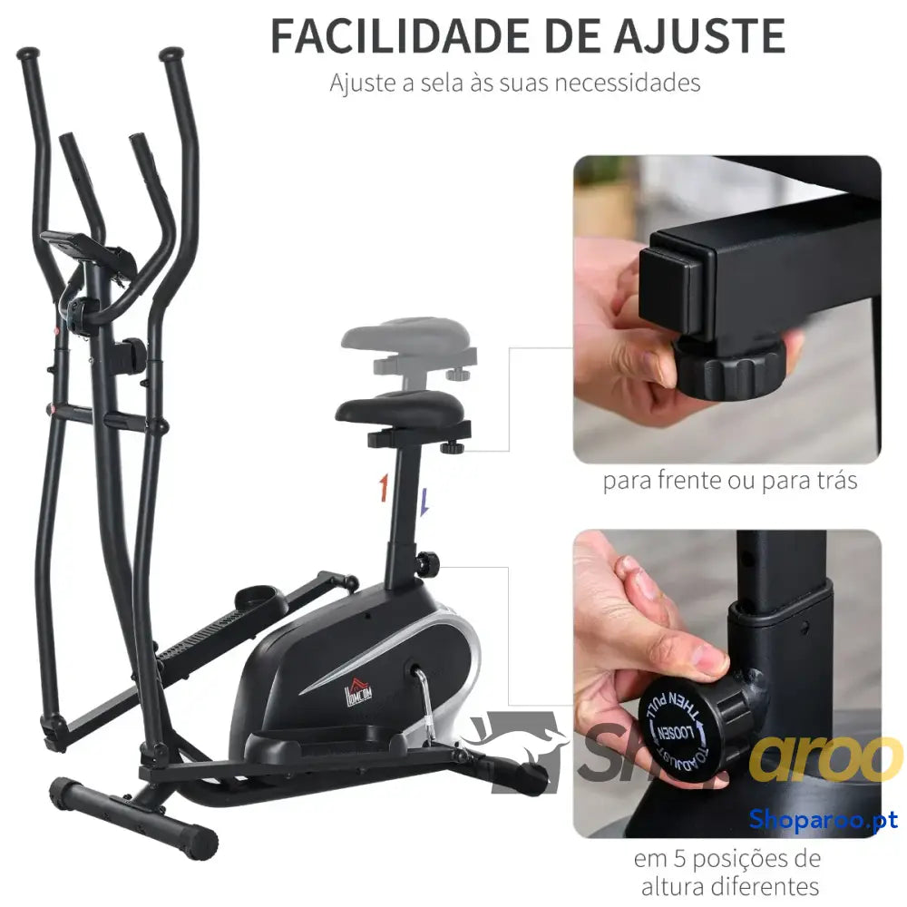 Bicicleta elíptica de fitness com Resistência Magnética Ajustável Tela LCD Sela Monitor Frequência Cardíaca e Volante 3