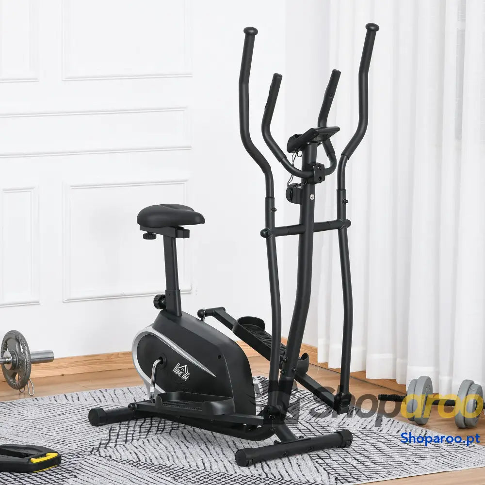 Bicicleta elíptica de fitness com Resistência Magnética Ajustável Tela LCD Sela Monitor Frequência Cardíaca e Volante 3