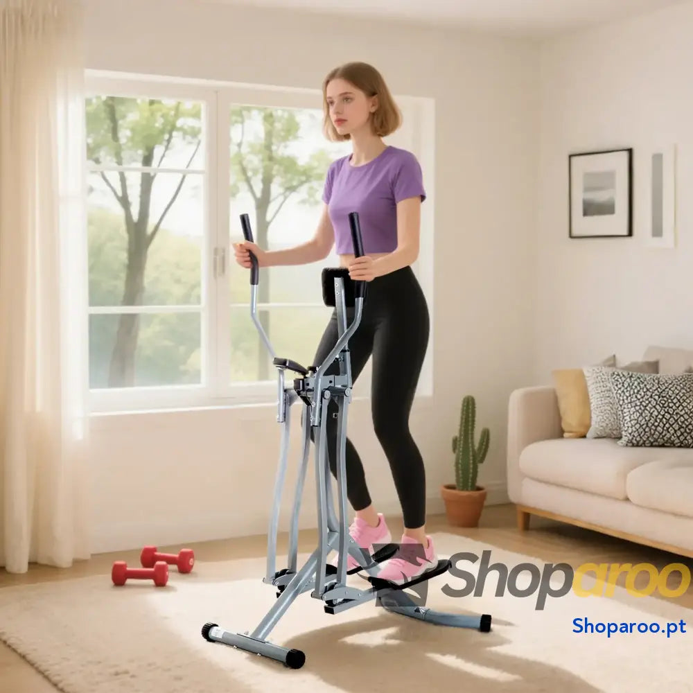 Bicicleta Elíptica Treinador Elíptico Ajustável com Monitor Capacidade 110 kg para Casa Ginásio 96x60x152 cm Cinza