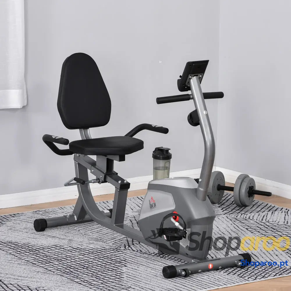 Bicicleta ergométrica reclinável com tela LCD e volante de 3 kg resistência magnética 8 níveis assento ajustável 121,5
