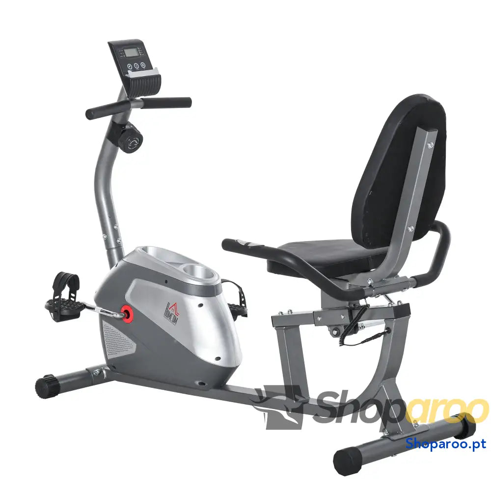 Bicicleta ergométrica reclinável com tela LCD e volante de 3 kg resistência magnética 8 níveis assento ajustável 121,5