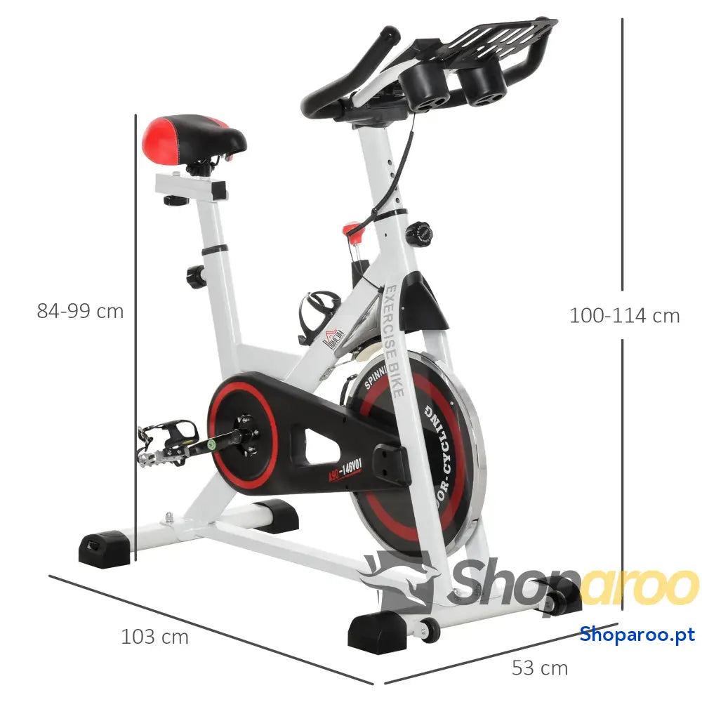 Bicicleta estática branca com LCD volante 8 kg e carga até 100