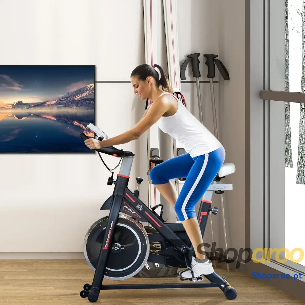 Bicicleta Estática com Ecrã LCD e Resistência Ajustável Preto