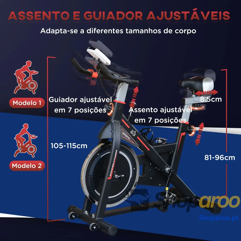 Bicicleta Estática com Ecrã LCD e Resistência Ajustável Preto