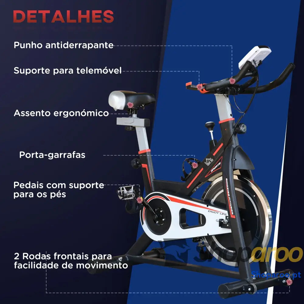 Bicicleta Estática com Ecrã LCD e Resistência Ajustável Preto