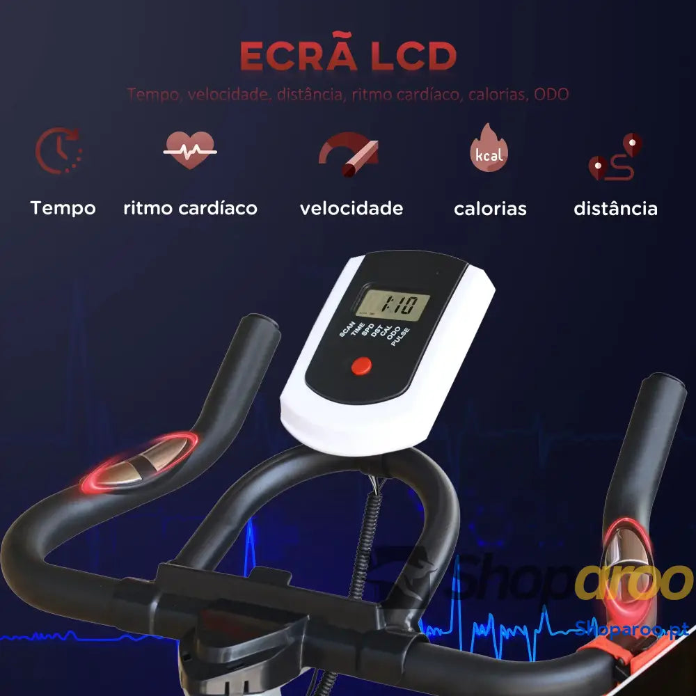 Bicicleta Estática com Ecrã LCD e Resistência Ajustável Preto