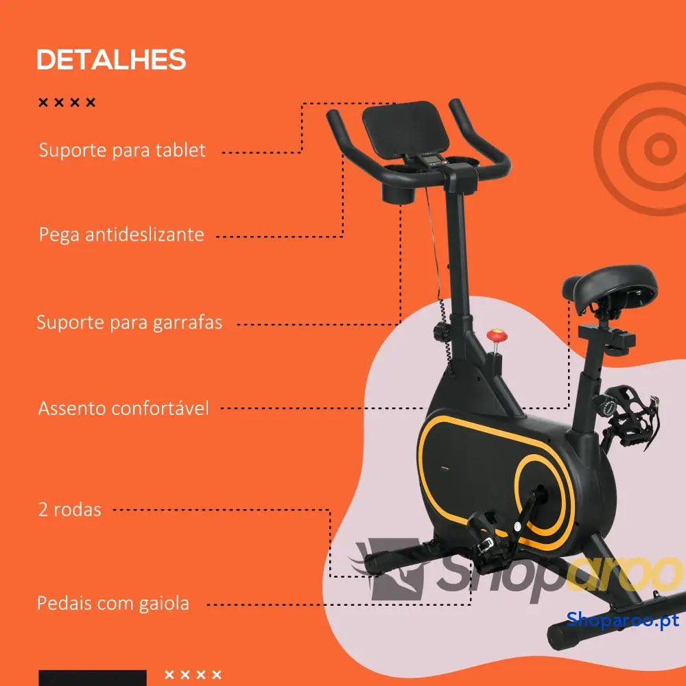 Bicicleta Estática com Resistência Ajustável e Ecrã LCD Preto
