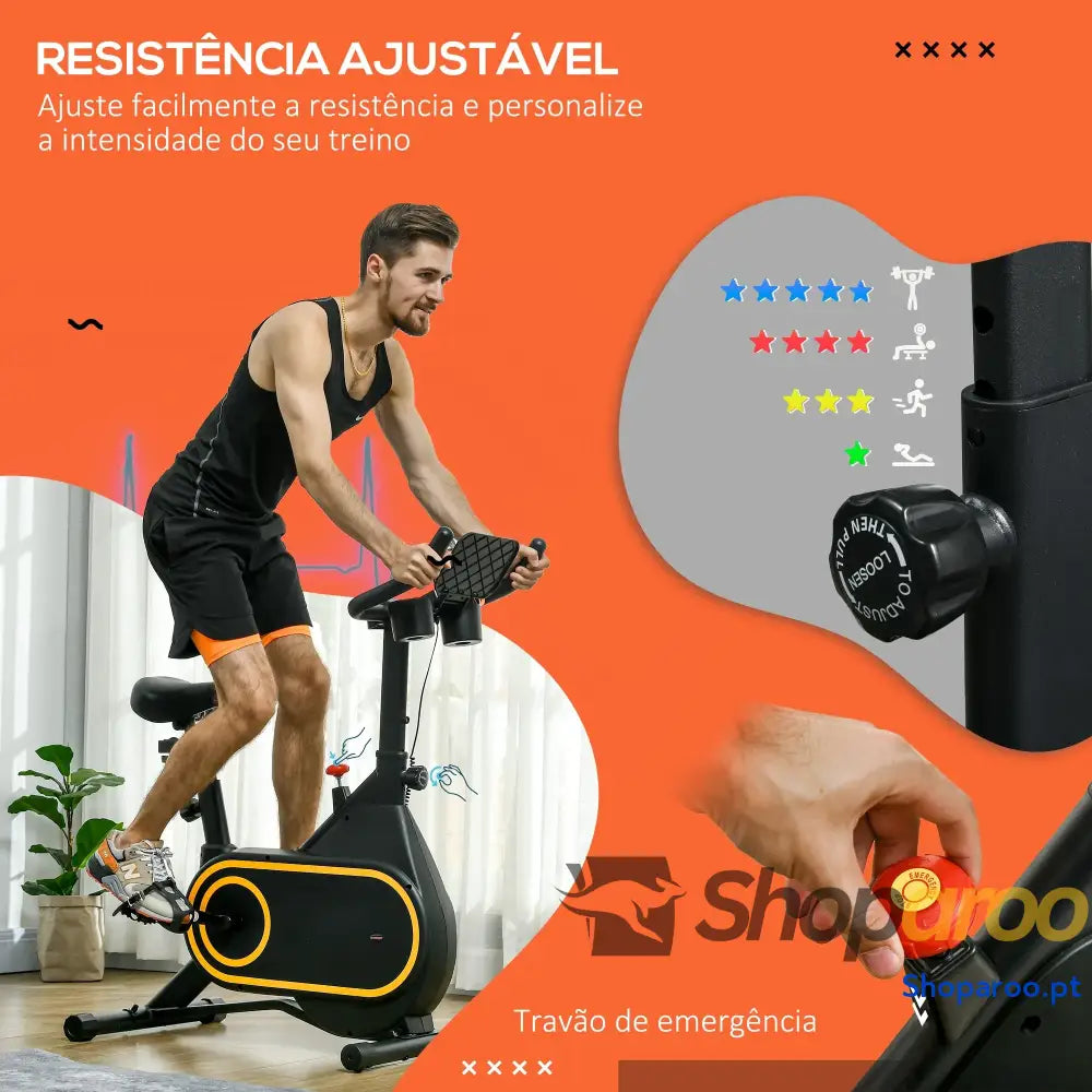 Bicicleta Estática com Resistência Ajustável e Ecrã LCD Preto