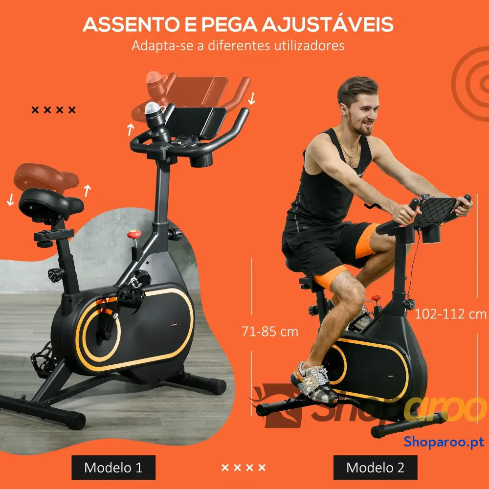 Bicicleta Estática com Resistência Ajustável e Ecrã LCD Preto