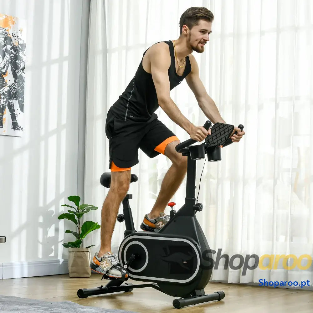 Bicicleta Estática com Resistência Ajustável e Ecrã LCD Preto