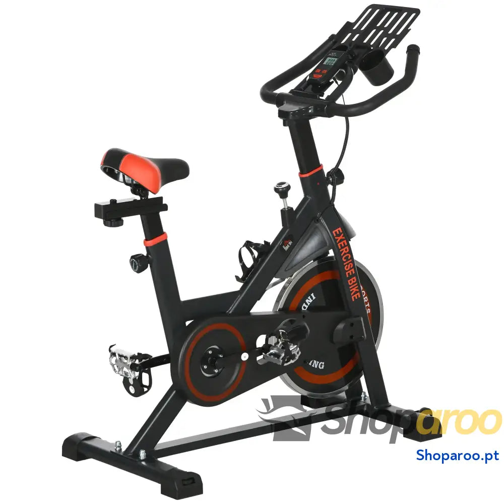 Bicicleta Estática com Resistência Ajustável e Ecrã LCD Preto Vermelho