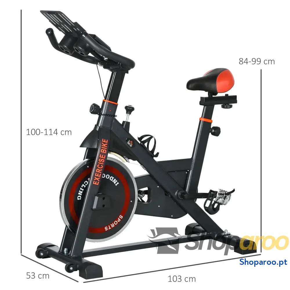 Bicicleta Estática com Resistência Ajustável e Ecrã LCD Preto Vermelho