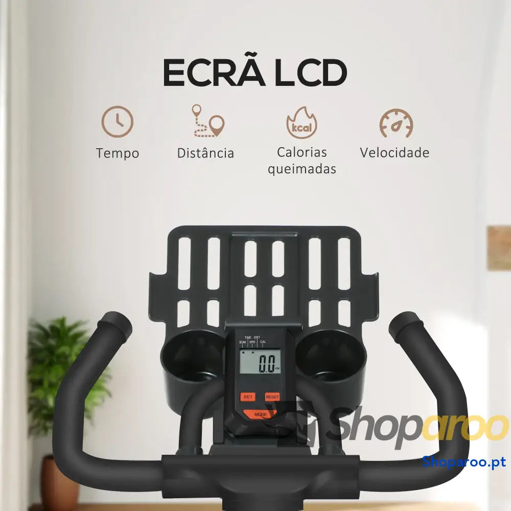 Bicicleta Estática com Resistência Ajustável e Ecrã LCD Preto Vermelho