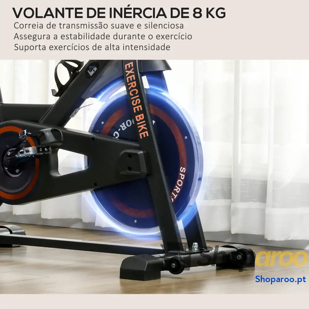 Bicicleta Estática com Resistência Ajustável e Ecrã LCD Preto Vermelho