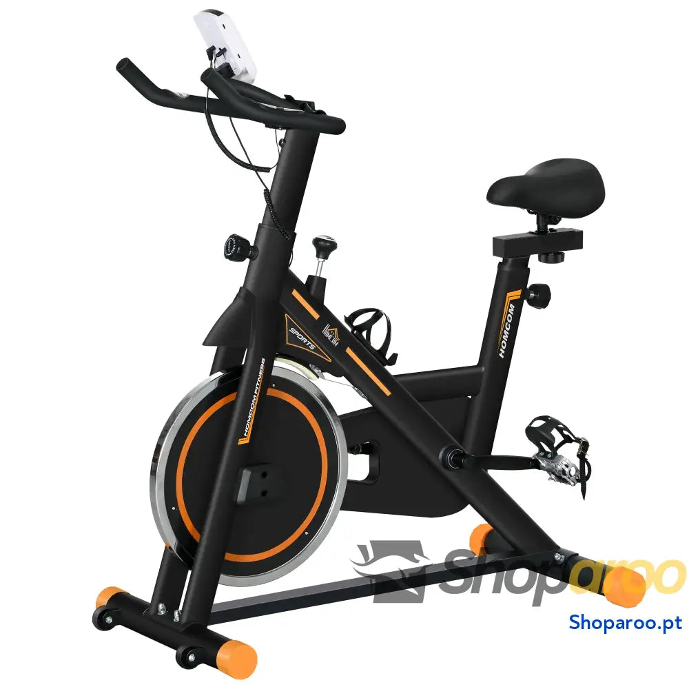 Bicicleta Estática com Resistência Ajustável Volante de Inércia 8kg Ecrã LCD Assento e Guiador Ajustáveis 103x48x115cm