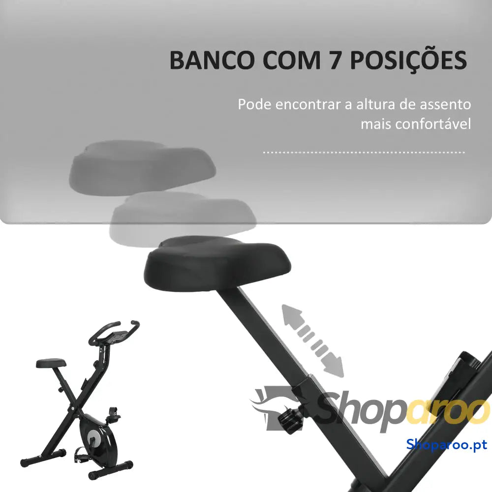 Bicicleta Estática Dobrável com 8 Níveis de Resistência Magnética Ecrã LCD e Assento Regulável 43x85x109 cm Preto