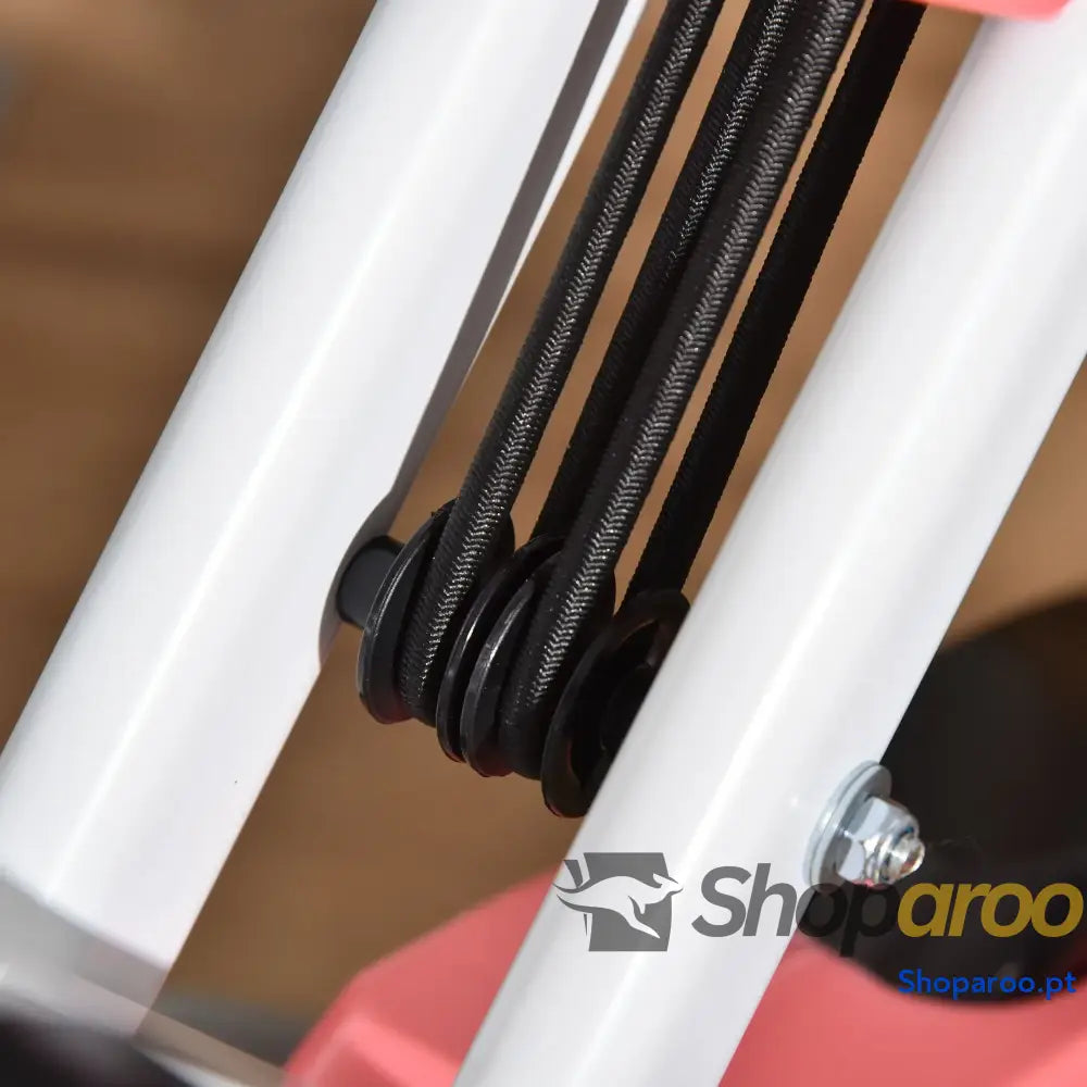 Bicicleta Estática Dobrável com Encosto e Faixa Elástica Rosa