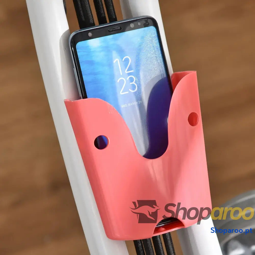 Bicicleta Estática Dobrável com Encosto e Faixa Elástica Rosa
