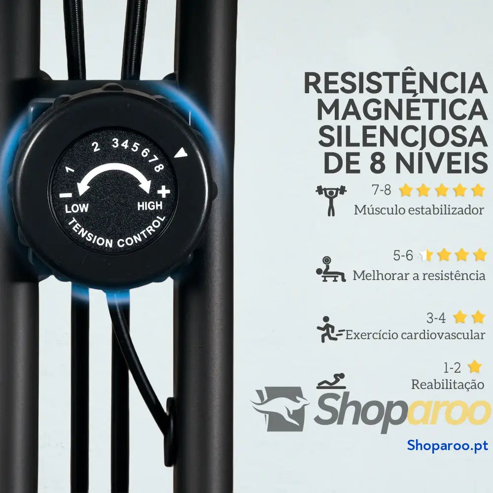 Bicicleta Estática Dobrável com Resistência Magnética de 8 Níveis Encosto Volante Ecrã LCD e Banda 43x97x109 cm Preto