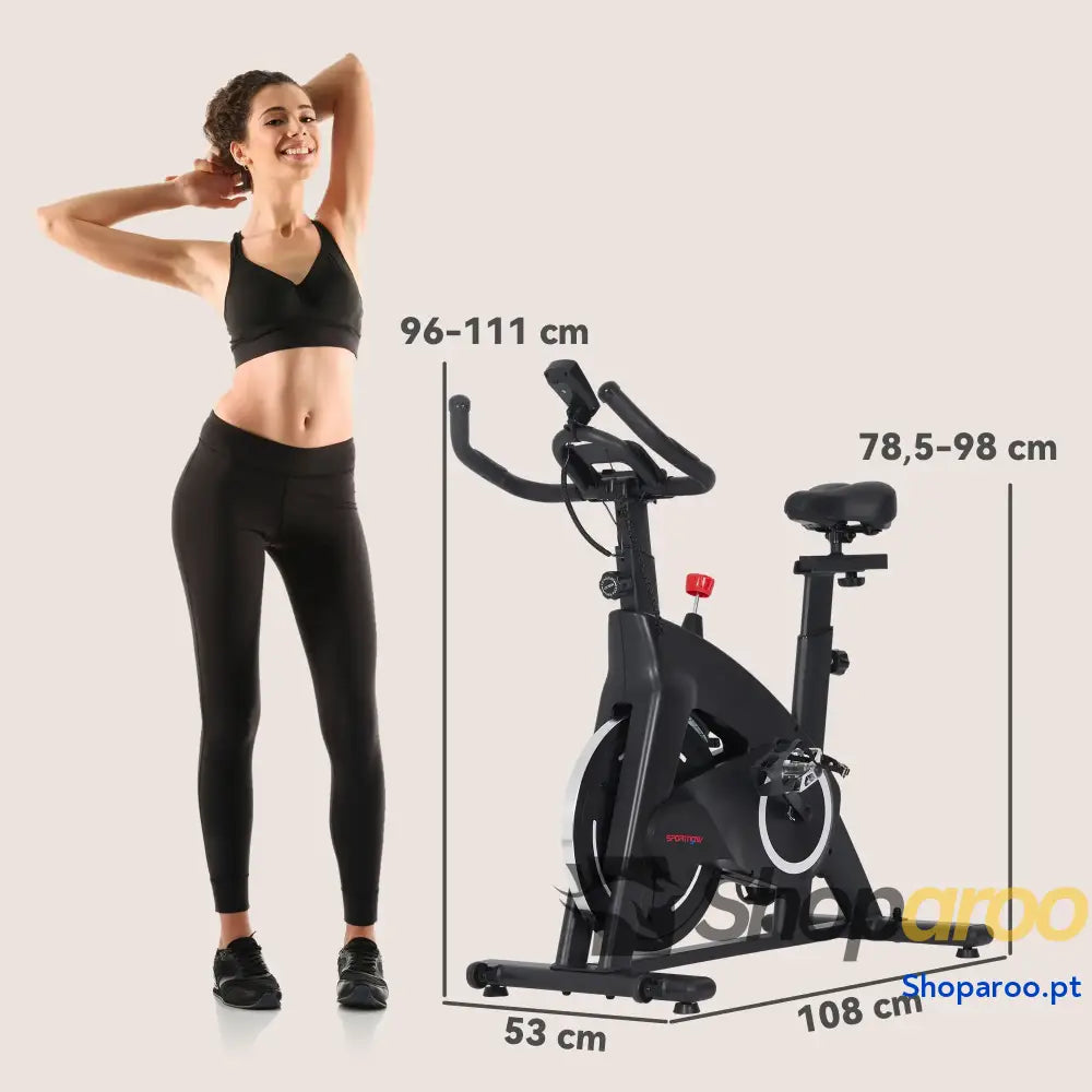 Bicicleta Estática Fitness com Volante de 15 kg e Ecrã LED Preto