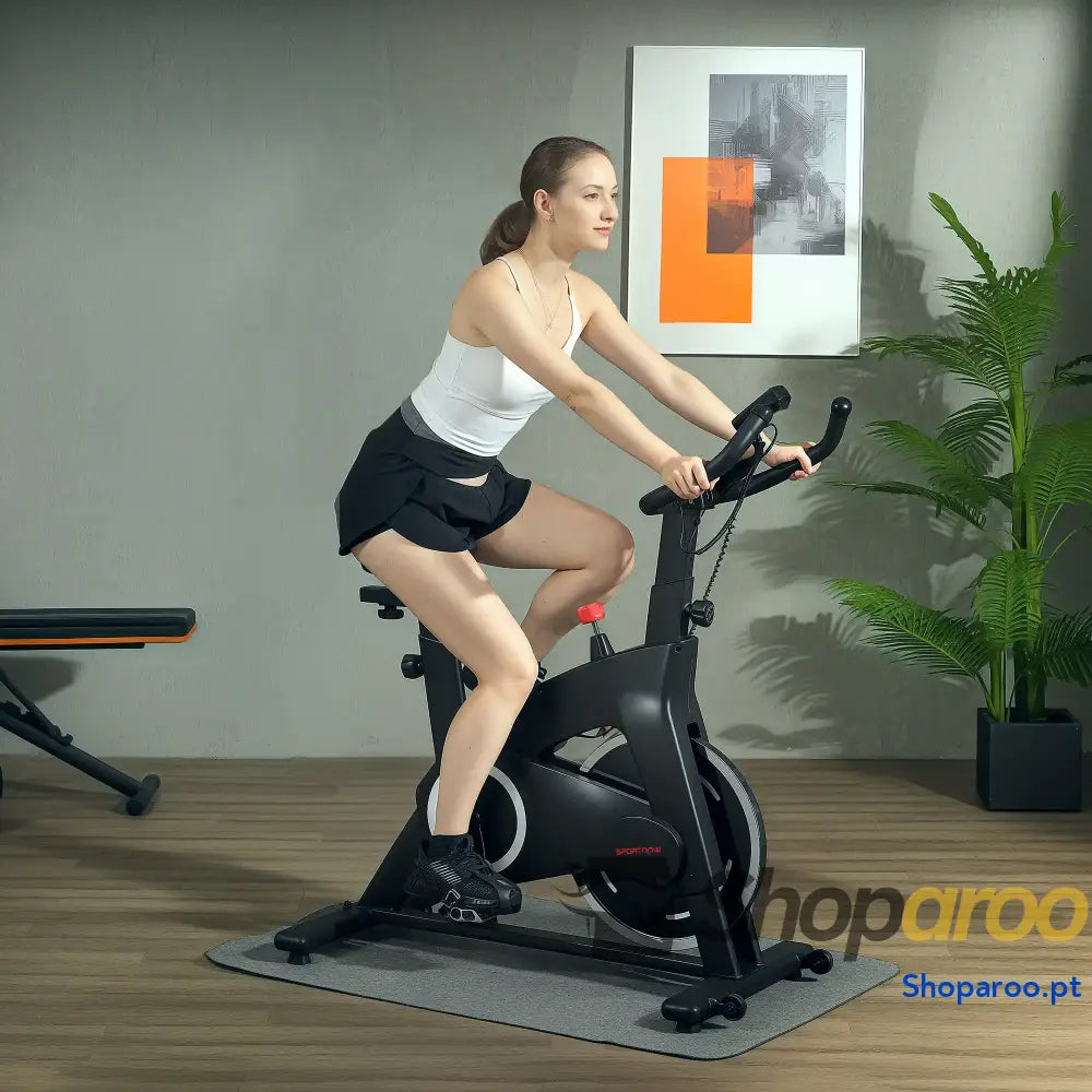 Bicicleta Estática Fitness com Volante de 15 kg e Ecrã LED Preto