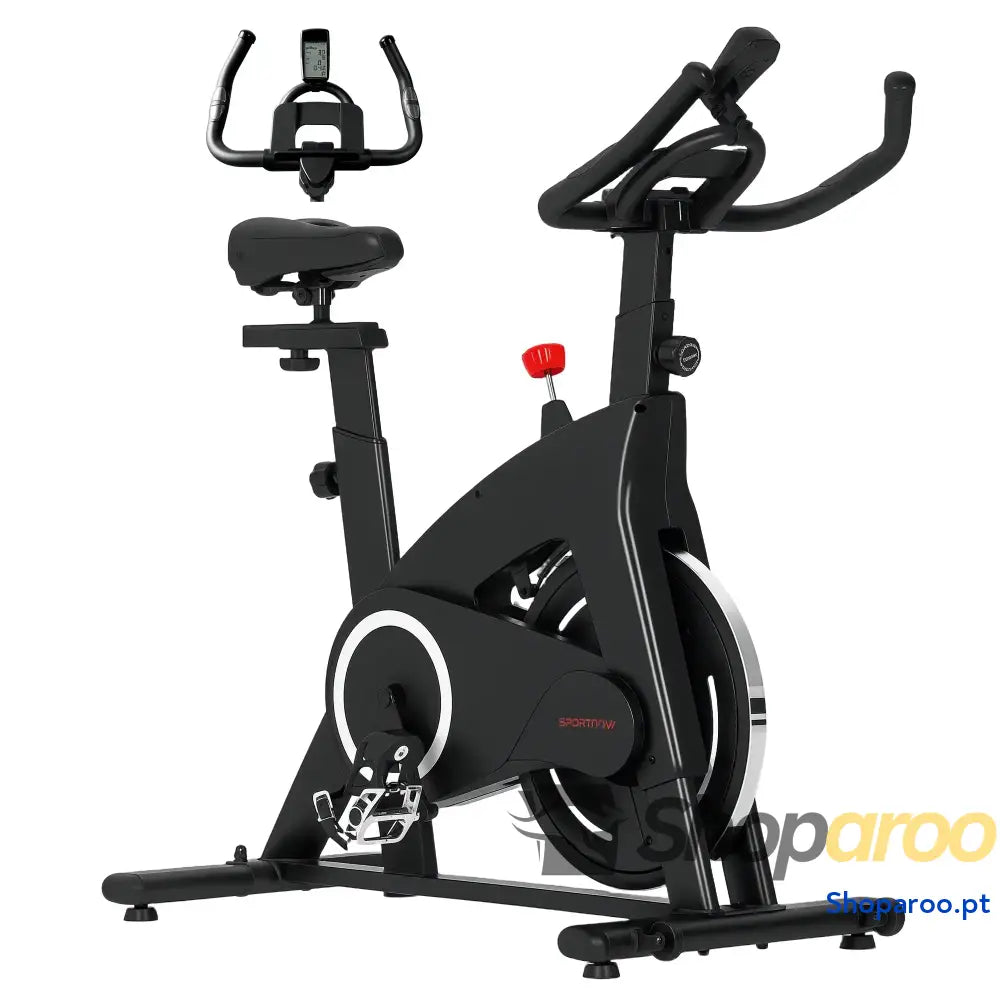 Bicicleta Estática Fitness com Volante de 15 kg e Ecrã LED Preto