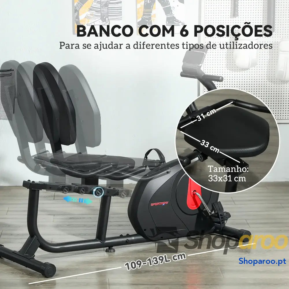 Bicicleta Estática Silenciosa de 8 Níveis Resistência Magnética com Assento Ajustável Ecrã LCD 103 139x61x100,5 cm Preto