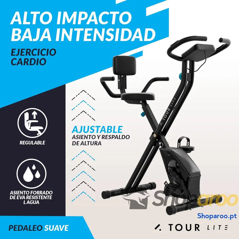Bicicleta estática Tour Lite Bluefin Fitness bicicleta para casa fitness em Kinomap dobrável de resistência magnética