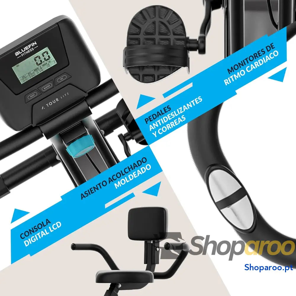 Bicicleta estática Tour Lite Bluefin Fitness bicicleta para casa fitness em Kinomap dobrável de resistência magnética