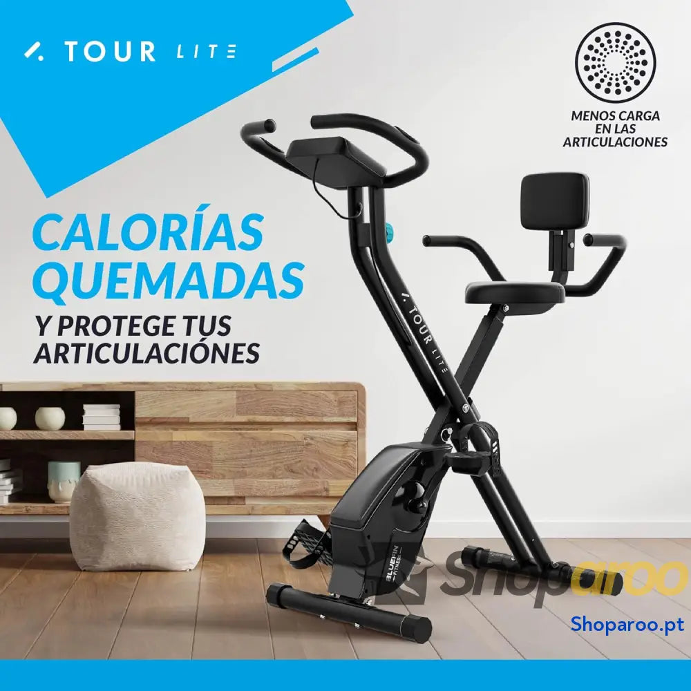 Bicicleta estática Tour Lite Bluefin Fitness bicicleta para casa fitness em Kinomap dobrável de resistência magnética